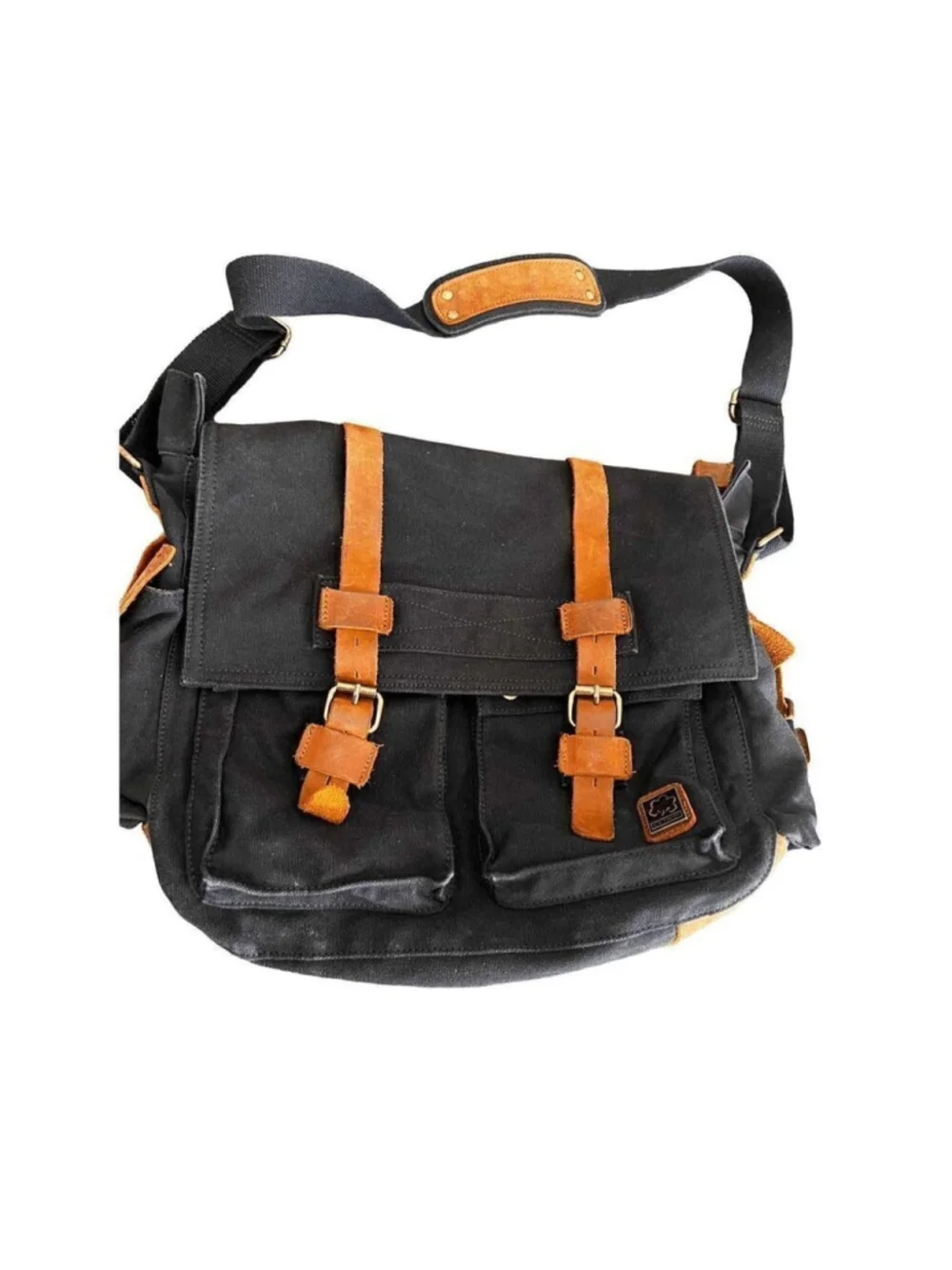 JONON Vintage Military Canvas leather Messenger bag